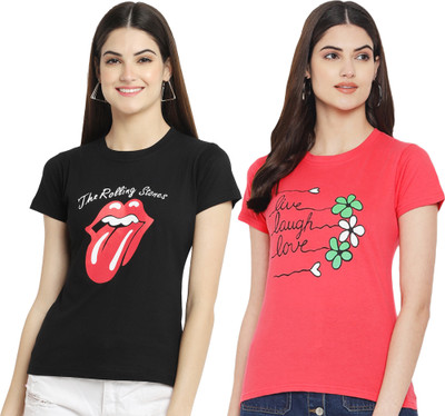 Tromko Printed Women Round Neck Multicolor T-Shirt