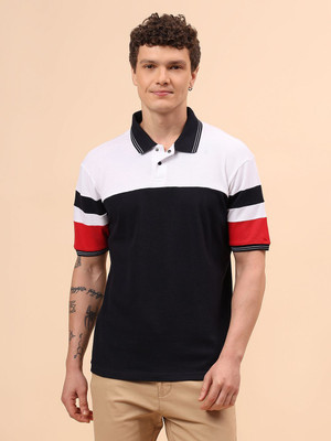 CANTABIL Colorblock Men Polo Neck Black T-Shirt