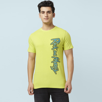 SF Jeans by Pantaloons Printed, Typography Men Round Neck Light Green T-Shirt