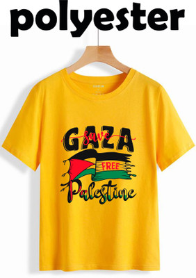 Tee Gallery Printed, Typography Men Round Neck Yellow T-Shirt