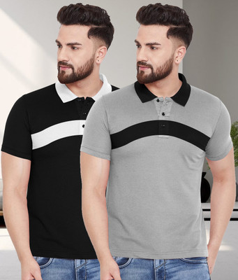 SCOWET Printed Men Polo Neck Beige T-Shirt