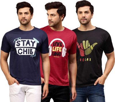 Garmin Printed Men Round Neck Multicolor T-Shirt