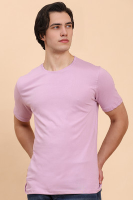 Moda Rapido Solid Men Round Neck Pink T-Shirt