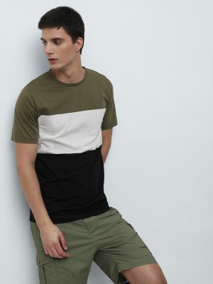 SELECTED HOMME Colorblock Men Round Neck Green T-Shirt