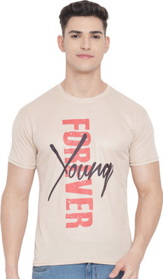 InkTees Printed Men Round Neck Beige T-Shirt