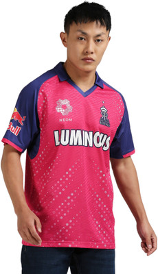 playR Printed Men Polo Neck Pink T-Shirt