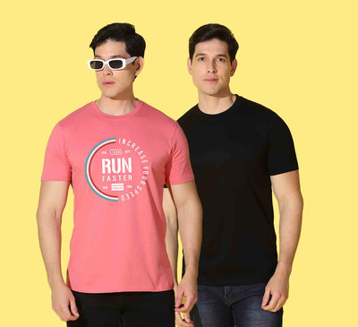 WOOSTRO Printed, Solid Men Polo Neck Multicolor T-Shirt