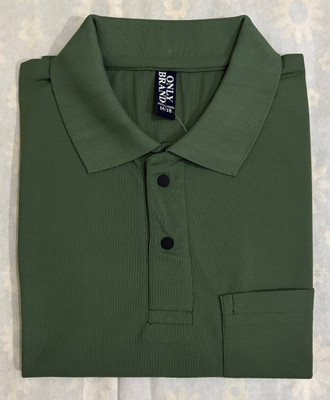 PAM Solid Men Polo Neck Green T-Shirt