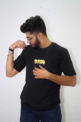 LUREXON Solid Men Round Neck Reversible Black T-Shirt