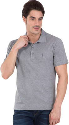 JOCKEY Solid Men Polo Neck Grey T-Shirt