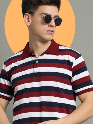 GETGOLF Striped Men Polo Neck Multicolor T-Shirt
