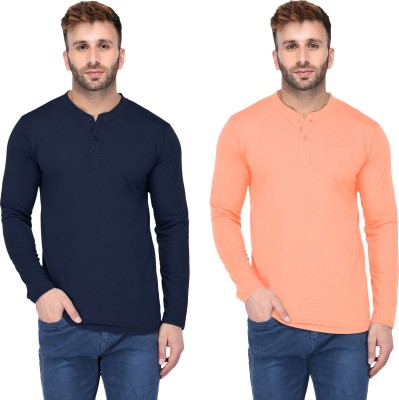 Moordale Solid Men Henley Neck Multicolor T-Shirt