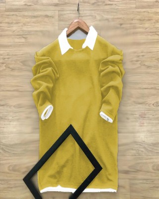 Plus91 Colorblock Men Polo Neck Yellow T-Shirt