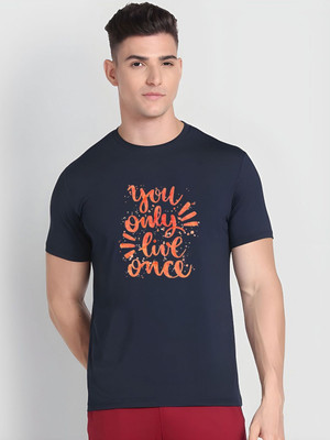 SZN Graphic Print Men Round Neck Dark Blue T-Shirt