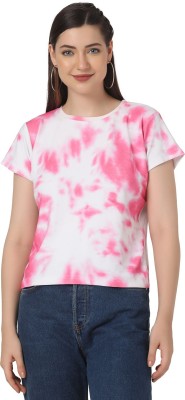 Leriya Fashion Casual Tie & Dye Women Pink Top