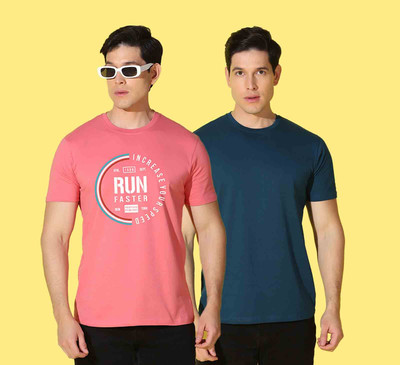 WOOSTRO Printed, Solid Men Polo Neck Multicolor T-Shirt