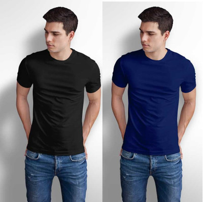 stylesmyth Solid Men Round Neck Multicolor T-Shirt