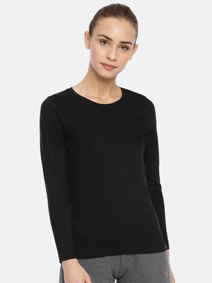 Macrowoman W-Series Solid Women Round Neck Black T-Shirt