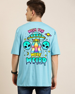 clickwell Printed, Typography Men Round Neck Blue T-Shirt