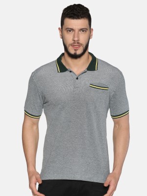 UrGear Solid Men Polo Neck Grey T-Shirt