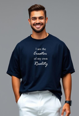 UrGear Printed Men Round Neck Dark Blue T-Shirt