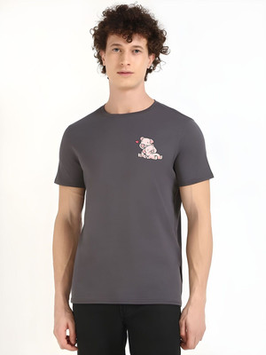 Moda Rapido Graphic Print Men Round Neck Grey T-Shirt