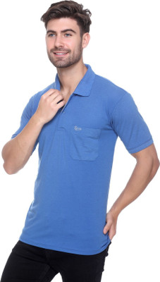 RYTONZ Solid Men Polo Neck Blue T-Shirt
