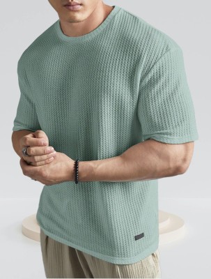 TAZO Self Design Men Round Neck Green T-Shirt