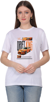 liox Graphic Print Women Round Neck White T-Shirt