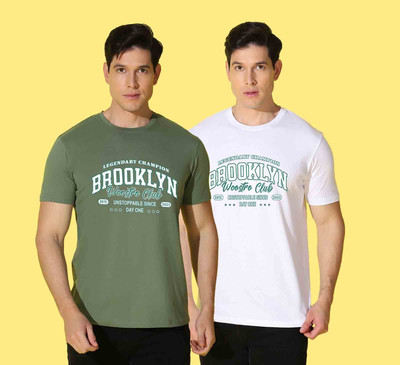 WOOSTRO Typography Men Round Neck Green, White T-Shirt