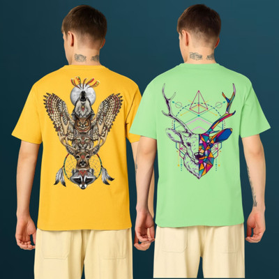 Kasendra Printed Men Round Neck Multicolor T-Shirt