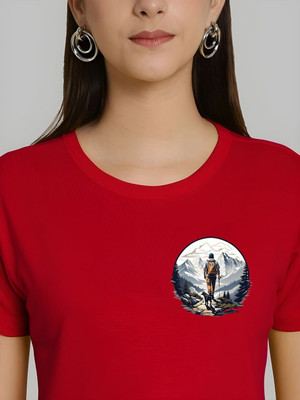 SZN Graphic Print Women Round Neck Red T-Shirt