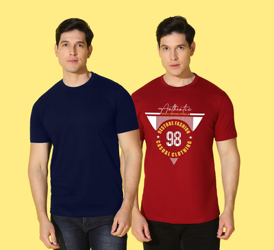 WOOSTRO Printed Men Round Neck Multicolor T-Shirt