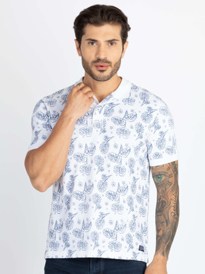 Status Quo Printed Men Polo Neck White T-Shirt