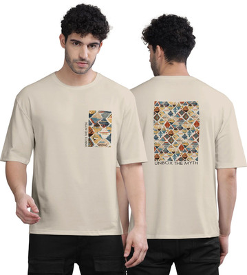 Bullmer Printed Men Round Neck Beige T-Shirt