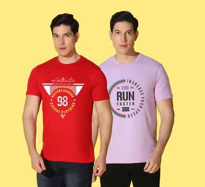 WOOSTRO Printed Men Round Neck Multicolor T-Shirt