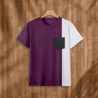 AKSHILU Colorblock Men Round Neck Purple T-Shirt
