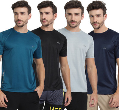 FTX Solid Men Round Neck Multicolor T-Shirt