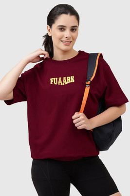 FuaarK Solid Women Round Neck Maroon T-Shirt