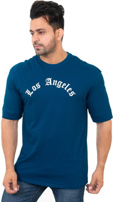 CODE-9 Printed Men Round Neck Blue T-Shirt