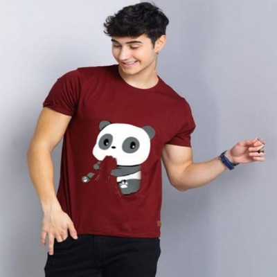SAHAL FASHION Printed Men Round Neck Maroon T-Shirt