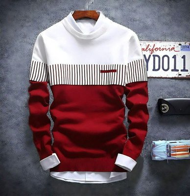 FASHIUM Colorblock Men Round Neck Maroon T-Shirt