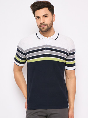 DUKE Striped Men Polo Neck Multicolor T-Shirt
