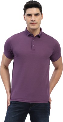 HUMMEL Solid Men Polo Neck Purple T-Shirt