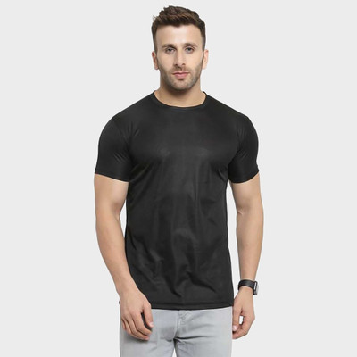 TQH Solid Men Round Neck Black T-Shirt