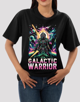 AZALMULTI Printed Women Round Neck Black T-Shirt