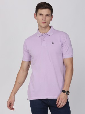 ADRO Solid Men Polo Neck Purple T-Shirt