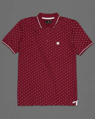 french crown Printed Men Polo Neck Red T-Shirt