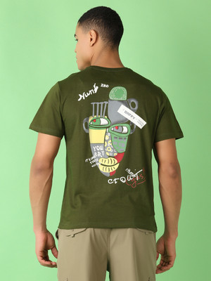 V-MART Printed Men Round Neck Green T-Shirt