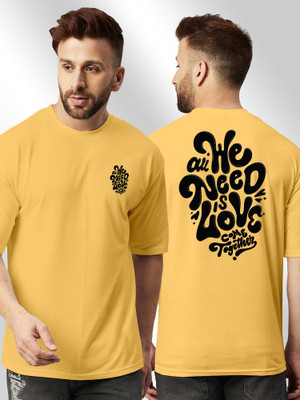 FTX Typography Men Round Neck Yellow T-Shirt